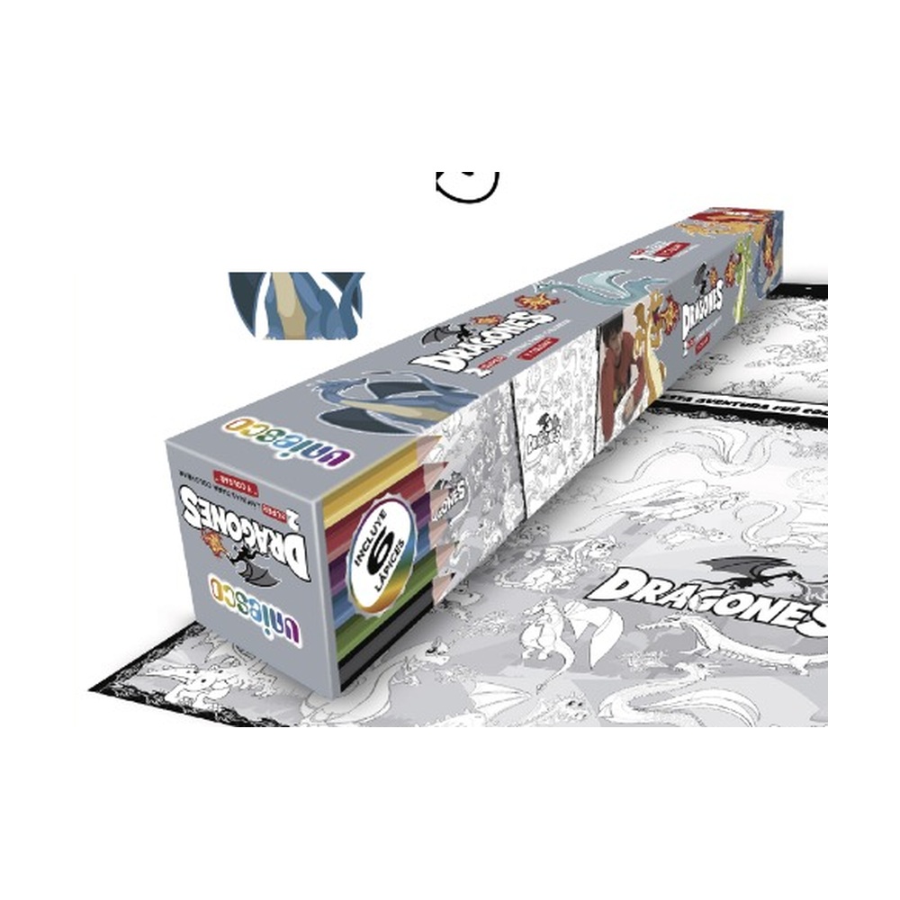 2 Láminas Para Colorear 70x50 Dragones – Uniesco