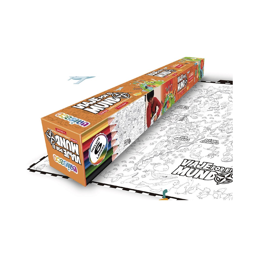 Lámina Para Colorear 100x70 Viaje Por El Mundo – Uniesco