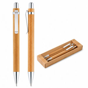 Set Bolígrafo Retráctil y Portaminas Bamboo Con Estuche