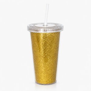 Vaso Térmico Star 500cc doble capa glitter dorado