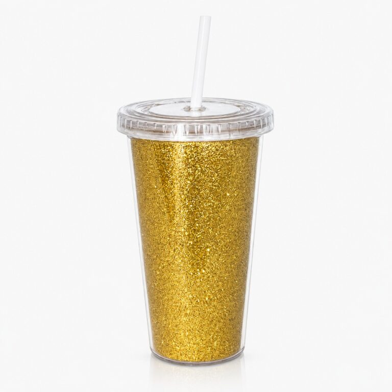 Vaso Térmico Star 500cc doble capa glitter dorado