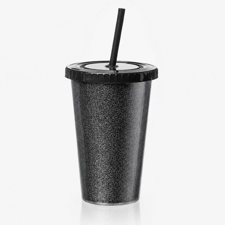 Vaso Térmico Star 500cc doble capa glitter negro