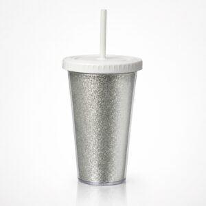 Vaso Térmico Star 500cc doble capa glitter plata