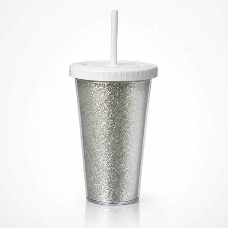 Vaso Térmico Star 500cc doble capa glitter plata
