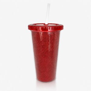 Vaso Térmico Star 500cc doble capa glitter rojo