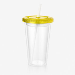 Vaso Térmico Star 500cc transparente con tapa amarilla
