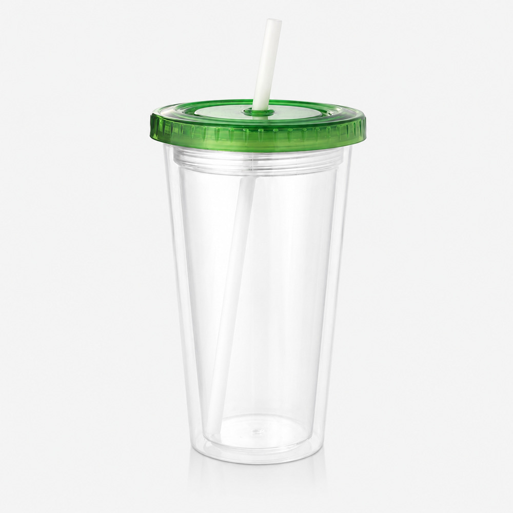 Vaso Térmico Star 500cc transparente con tapa verde