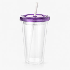 Vaso Térmico Star 500cc transparente con tapa violeta