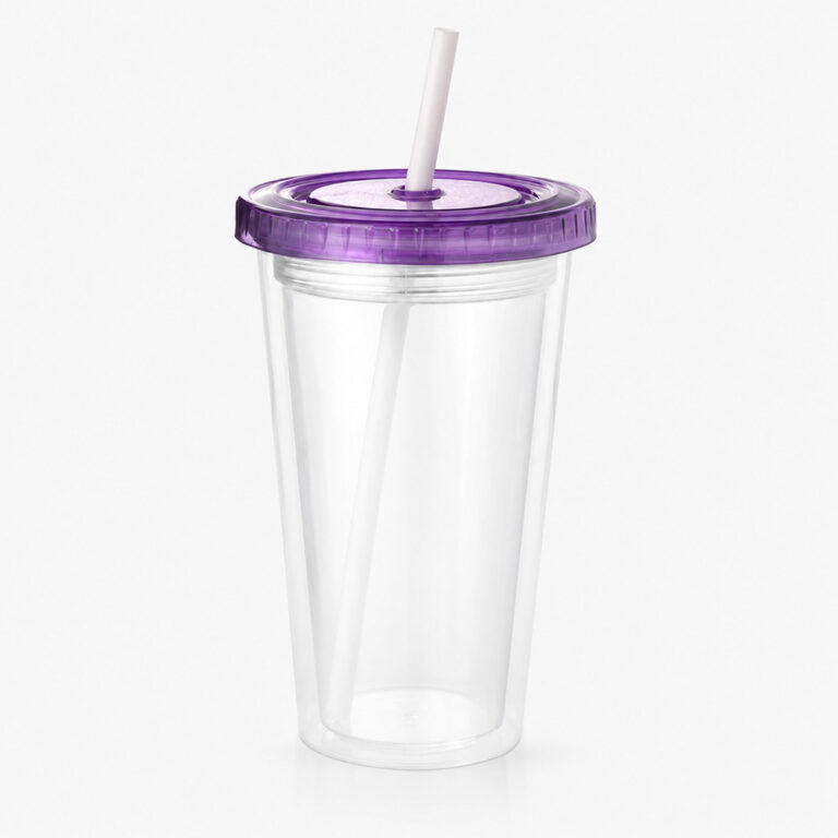 Vaso Térmico Star 500cc transparente con tapa violeta