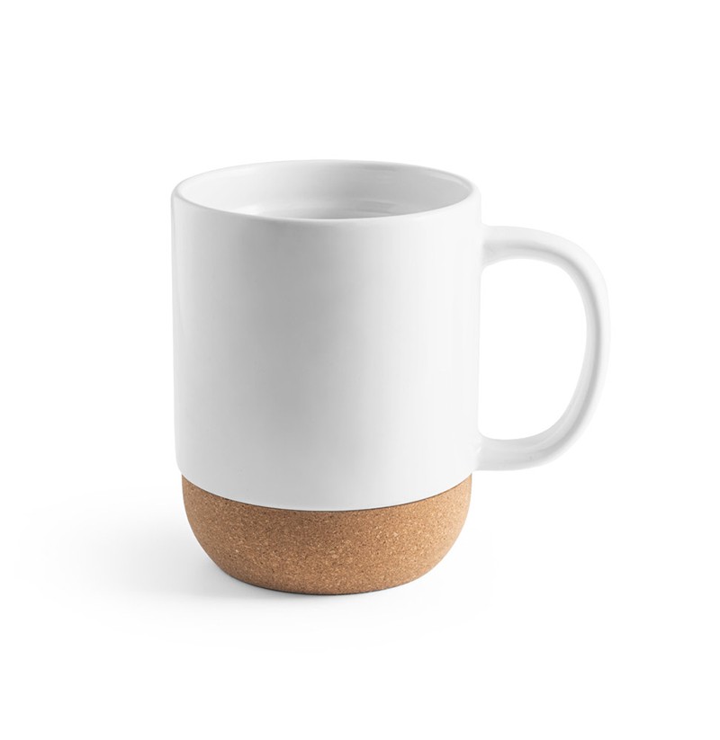 Taza de Cerámica Sublimable 390 ml con Base de Corcho