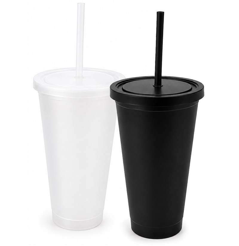 Vaso Alto 750 ml con Tapa y Sorbete